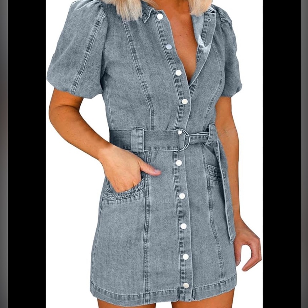 Denim Button-Up Dress Size M